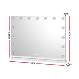 Embellir Bluetooth Makeup Mirror 80X58cm Hollywood with Light Vanity Wall 18 LED