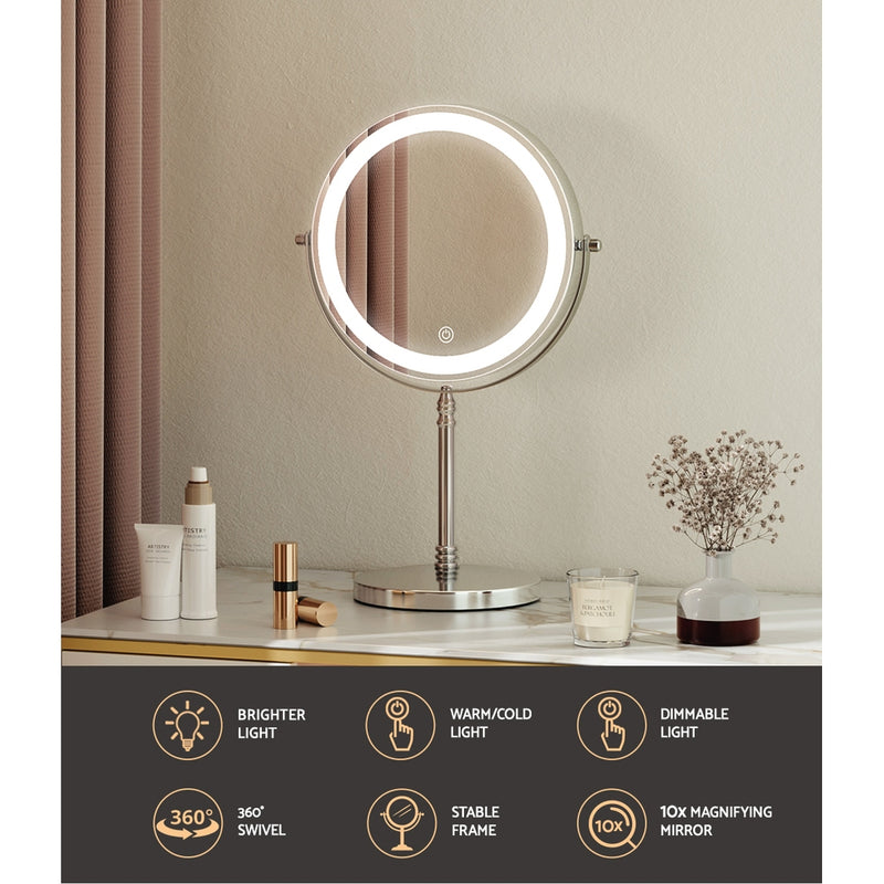 Embellir Makeup Mirror LED Light Cosmetic Round 360° Rotation 10X Magnifying