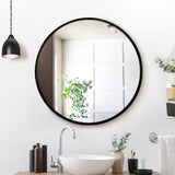 Embellir Wall Mirror Makeup 70cm Home Decor Framed Mirrors Bathroom Round Black