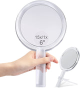 20X Magnifying Hand Mirror Two Sided Use for Makeup Application, Tweezing, and Blackhead/Blemish Removal (15 cm Silver)