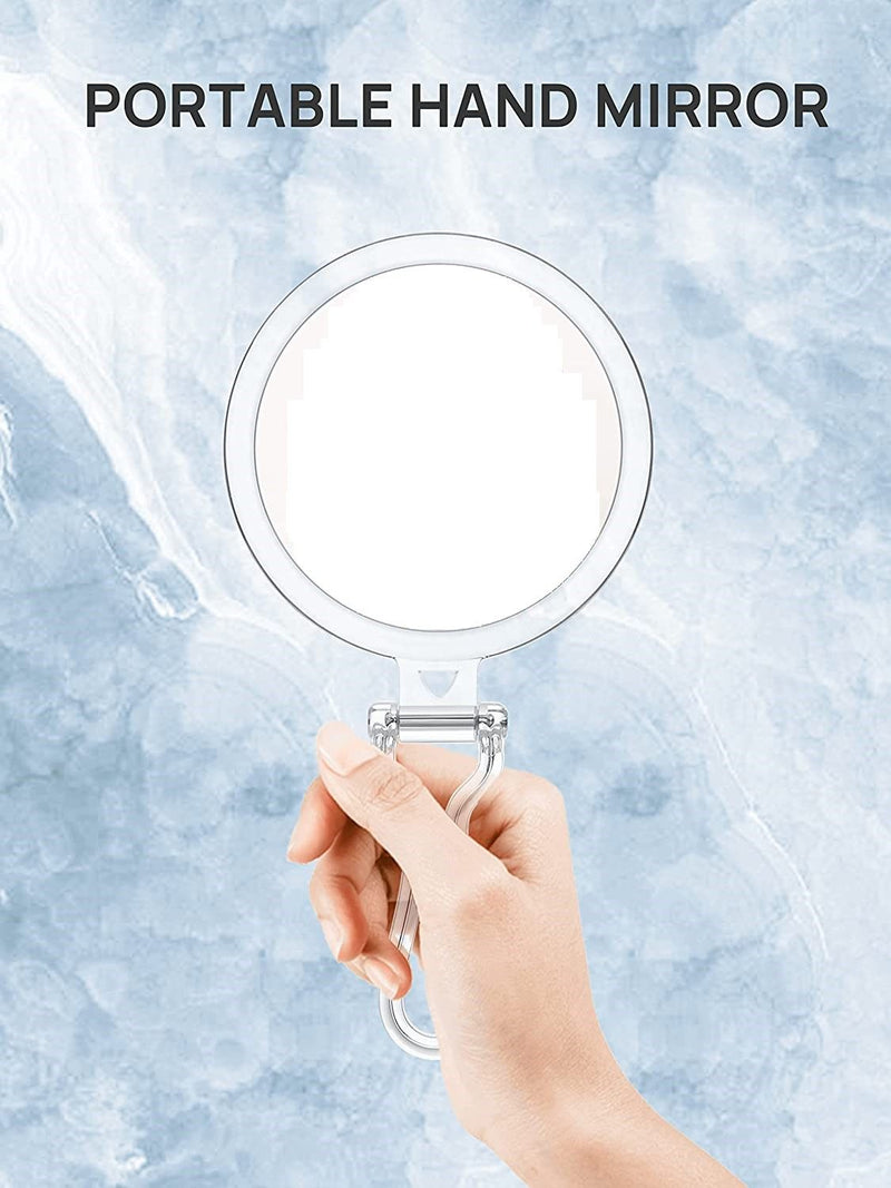 Double-Sided 1X/10X Magnifying Foldable Makeup Mirror for Handheld, Table and Travel Usage