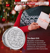 Mini Mix Diamond 1X/2X Magnifying Round Metal Pocket Makeup Mirror (Silver)