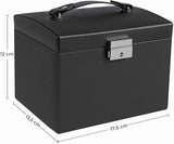 SONGMICS Lockable Jewellery Box Case with 2 Drawers and Mirror Black JBC154B01