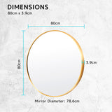 Wall Mirror Round Aluminum Frame Bathroom 80cm GOLD