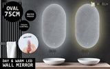 2 Set LED Wall Mirror Oval Anti-Fog Bathroom 50x75cm BLACK