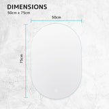 2 Set LED Wall Mirror Oval Anti-Fog Bathroom 50x75cm BLACK