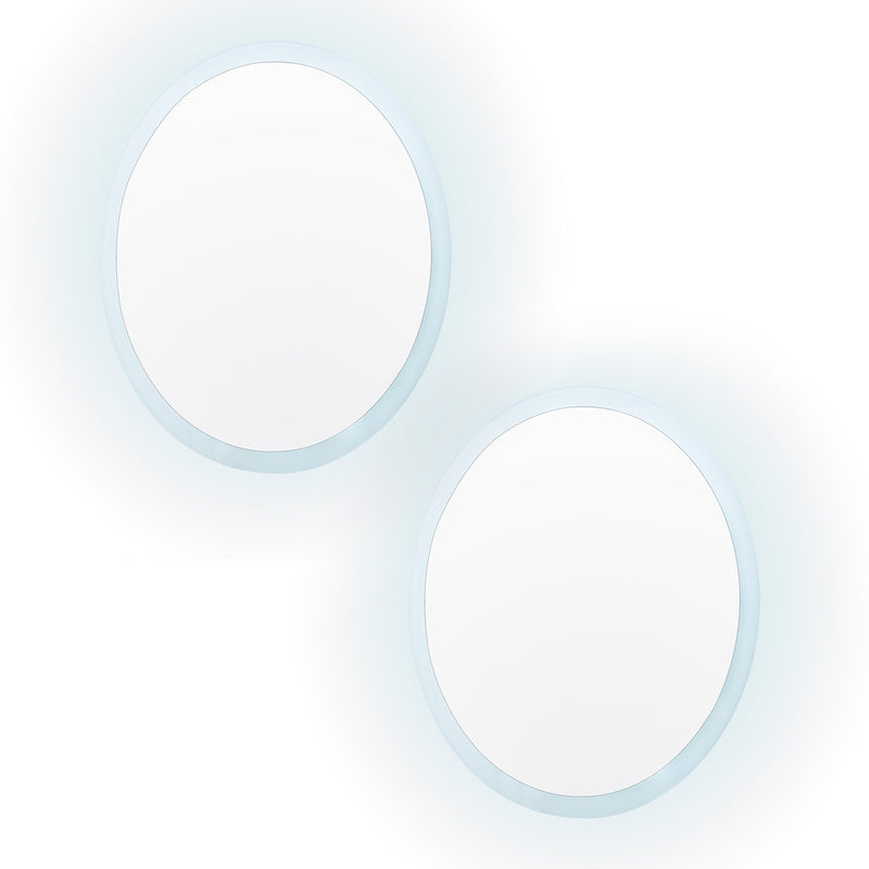 2 Set LED Wall Mirror Round Anti-Fog Bathroom 60cm