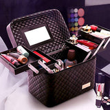 Travel Mirror Cosmetic Bag Foldable Tray Portable Makeup Organizer Case Storage Display Box